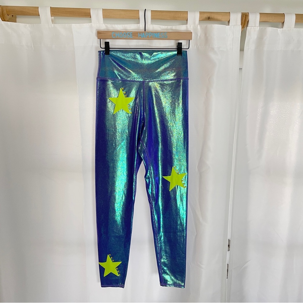 Brittany Allen Metallic Leggings with Stars and rhinestones size XL